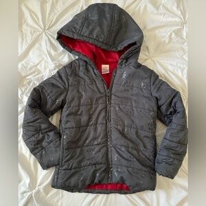 5/$20 Gymboree Puffer Coat Grey And Red, Snowflake Design, Toddler 4T-5T​